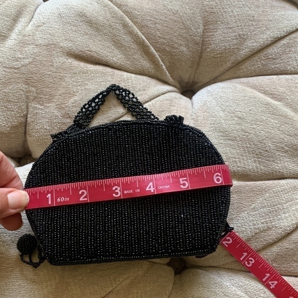 Vintage beaded evening bag. Black - Picture 5 of 6